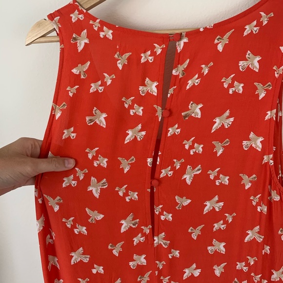 UO Cooperative Orange Bird Drop Waist Dress - Picture 4 of 7